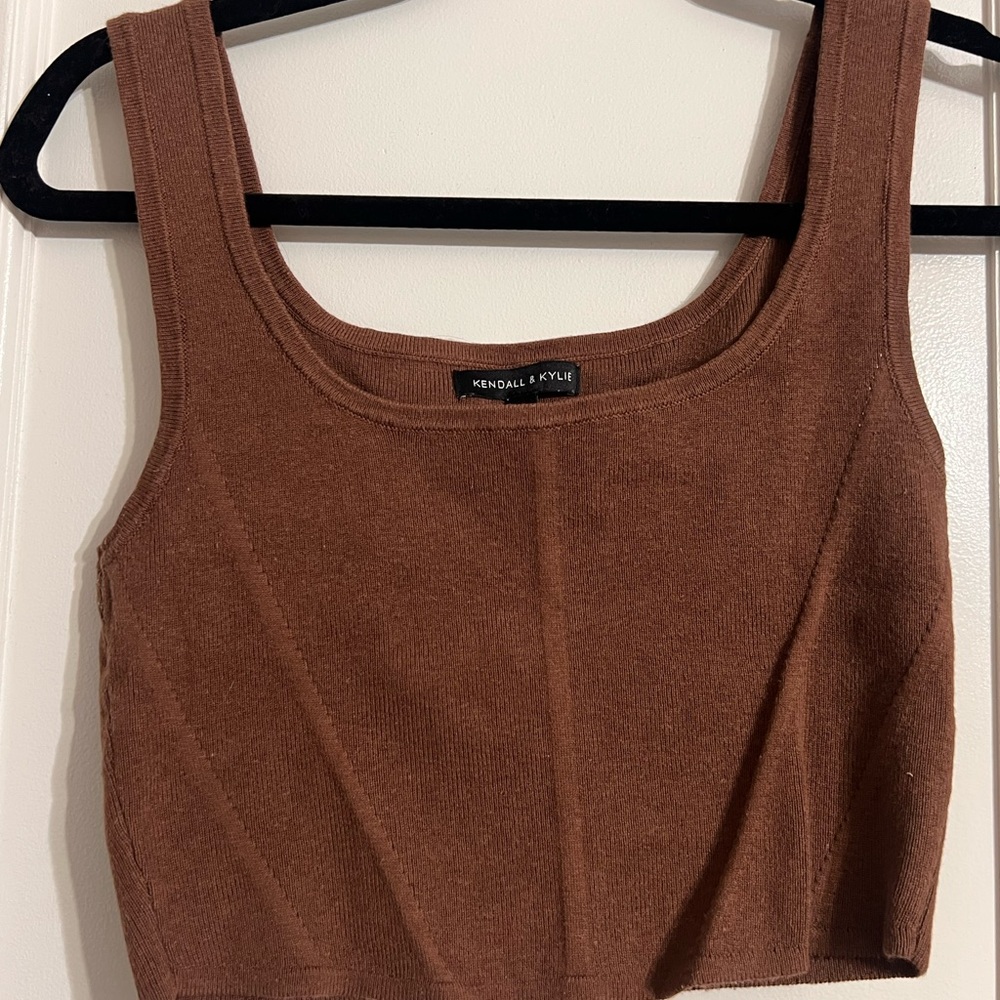 Kendall & Kylie Chocolate Brown Tank Top